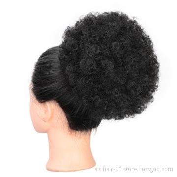 Aisi Hair Fluffy Curly Style Synthetic Hair Bun Black Ponytail Puff Afro Short Curly Chignon Hair Extension For Black Women